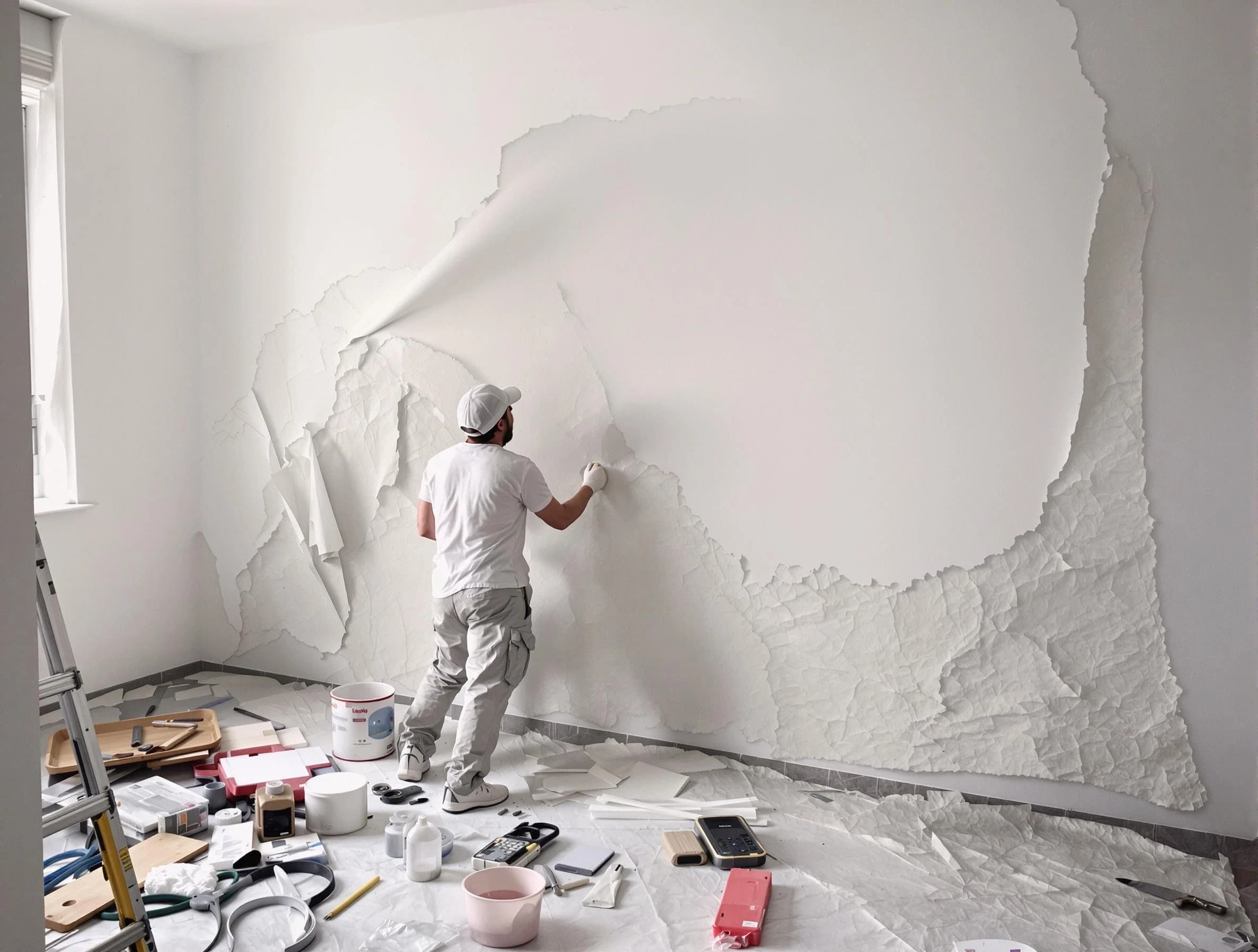 Removing old wallpaper to reveal clean walls by Shaker Heights House Painters in Shaker Heights